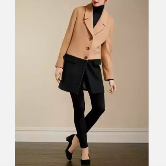Talbots‎ Petites Colorblock Wool Viscose Coat - Picture 1 of 13